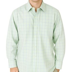 Kirkland Signature Men's Traditional Fit Collar Dress Shirt,Green,XL 32-33